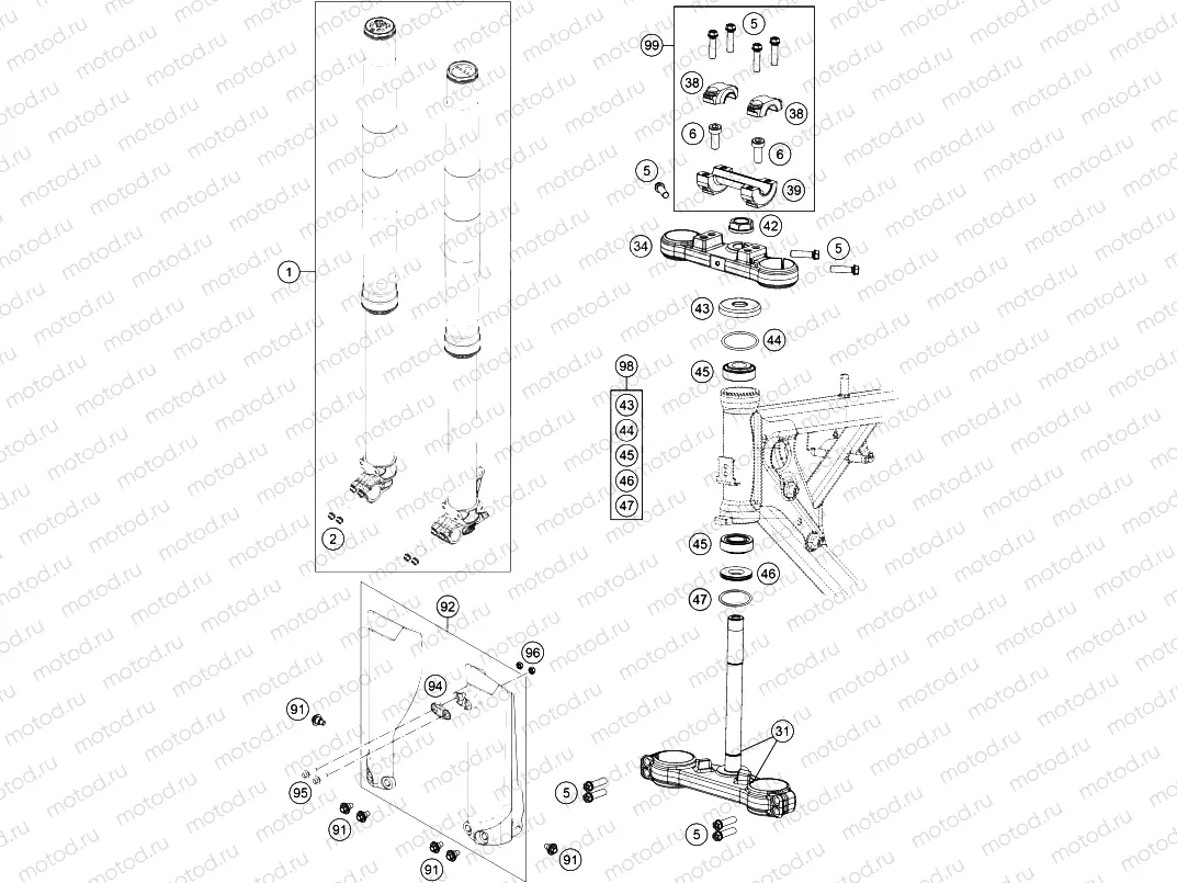 FRONT FORK, TRIPLE CLAMP|Frame|01