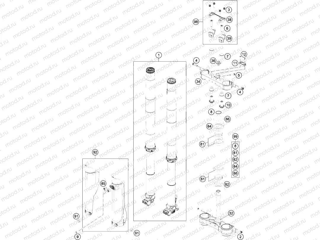 FRONT FORK, TRIPLE CLAMP|Frame|01