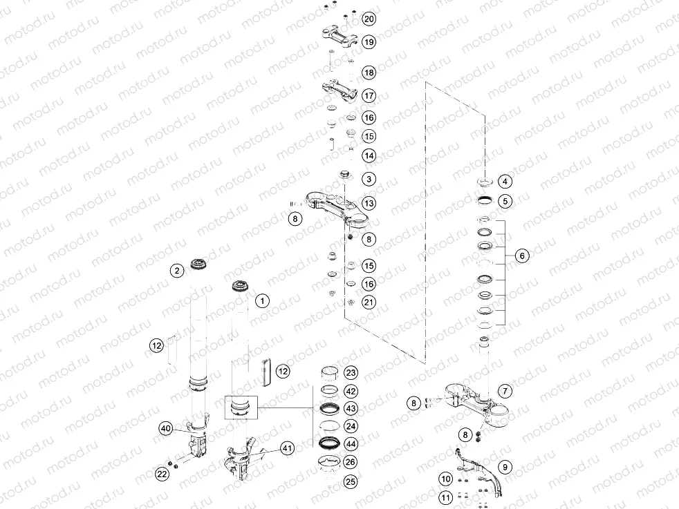 FRONT FORK, TRIPLE CLAMP|Frame|01