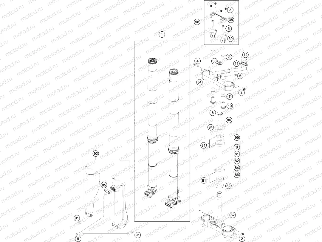 FRONT FORK, TRIPLE CLAMP|Frame|01