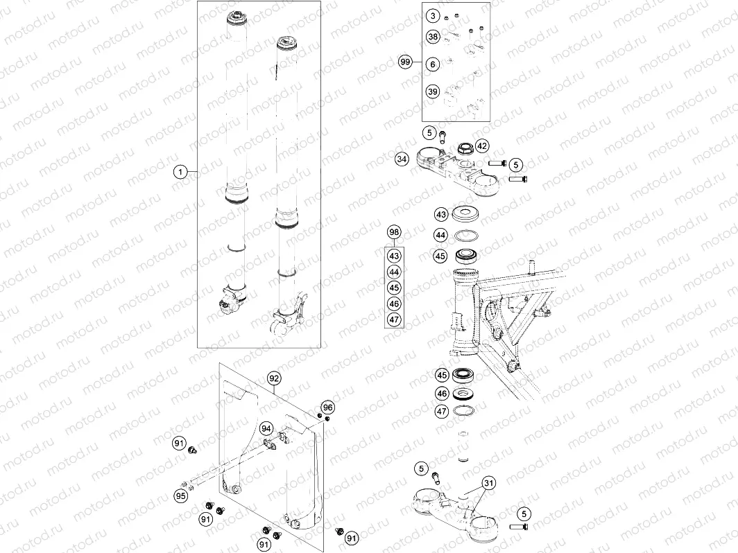 FRONT FORK, TRIPLE CLAMP|Frame|01