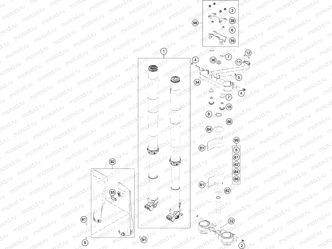 FRONT FORK, TRIPLE CLAMP|Frame|01