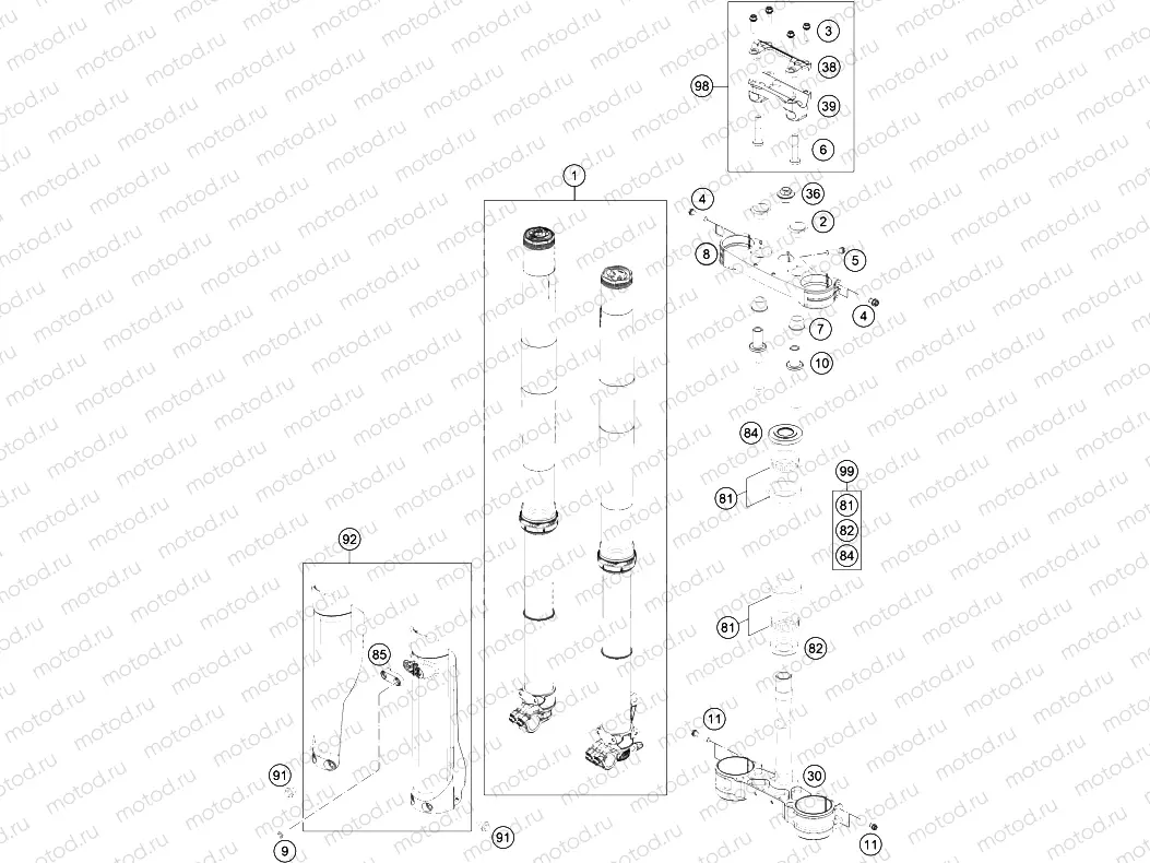 FRONT FORK, TRIPLE CLAMP|Frame|01