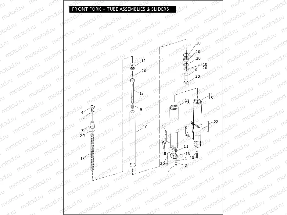 FRONT FORK - TUBE ASSEMBLIES & SLIDERS