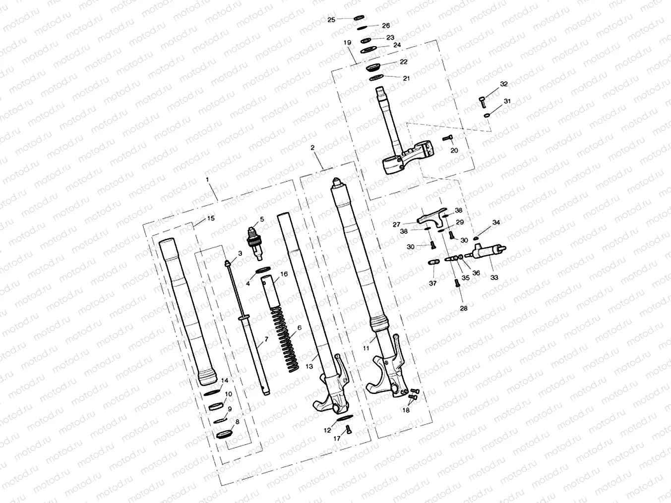 Front Forks & Yokes - Ex. 675R