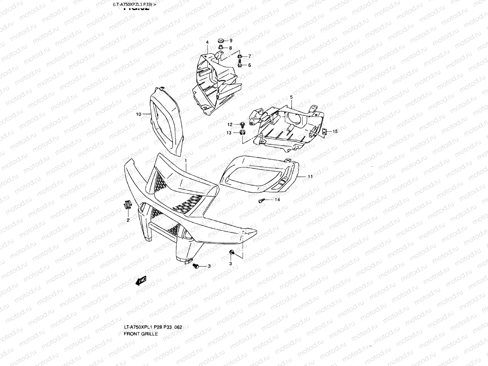 FRONT GRILLE (LT-A750XPZL1 P33)