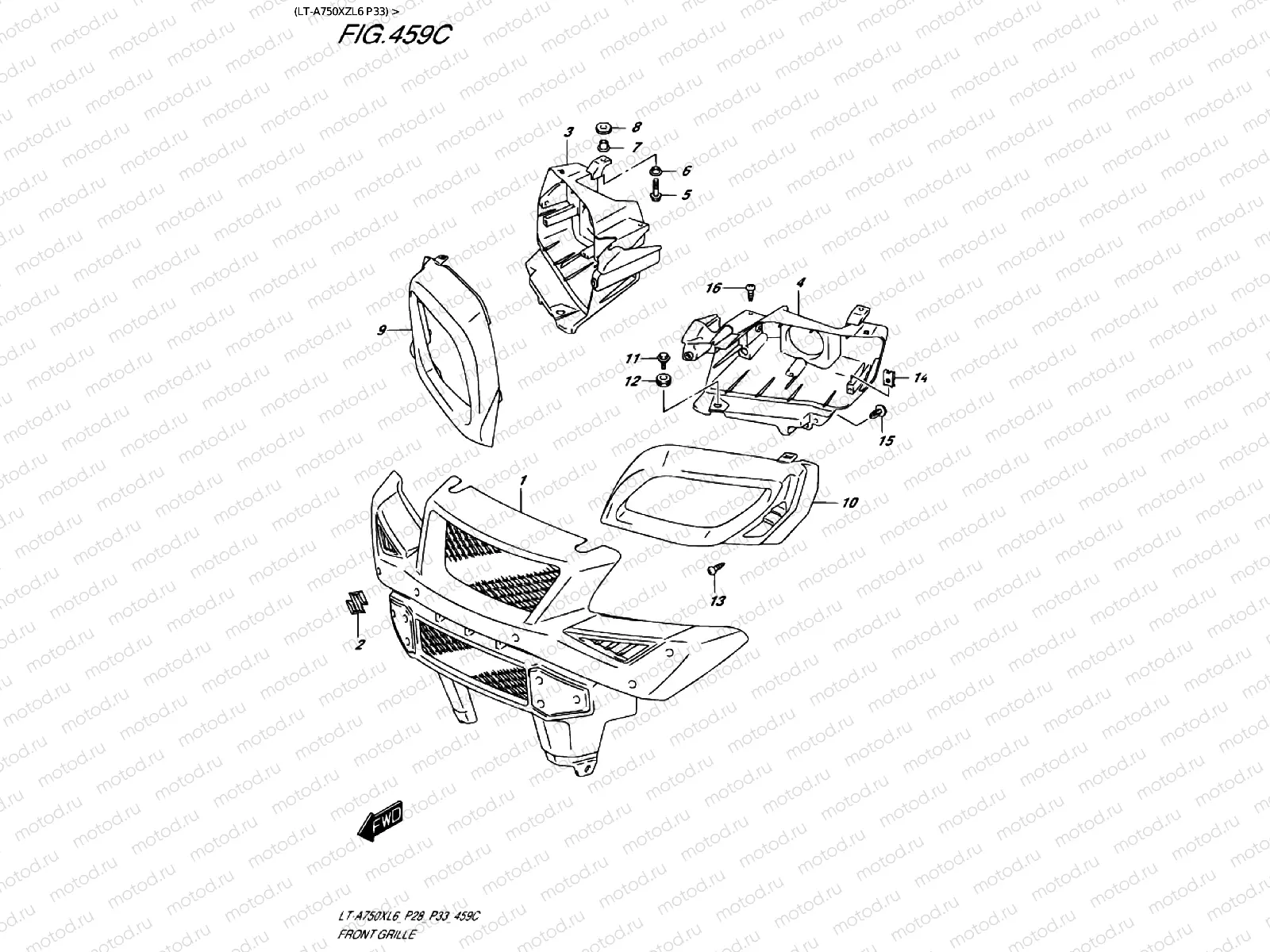 FRONT GRILLE (LT-A750XZL6 P33)