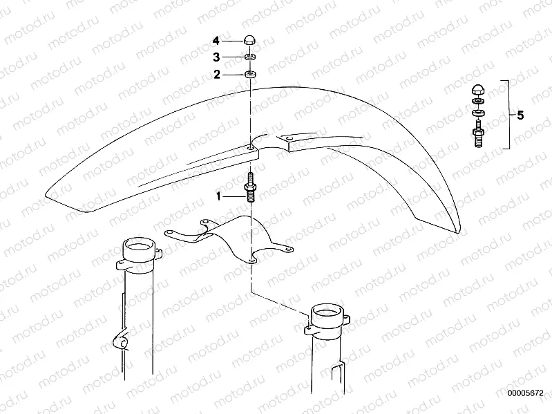 Front low mudguard mounting