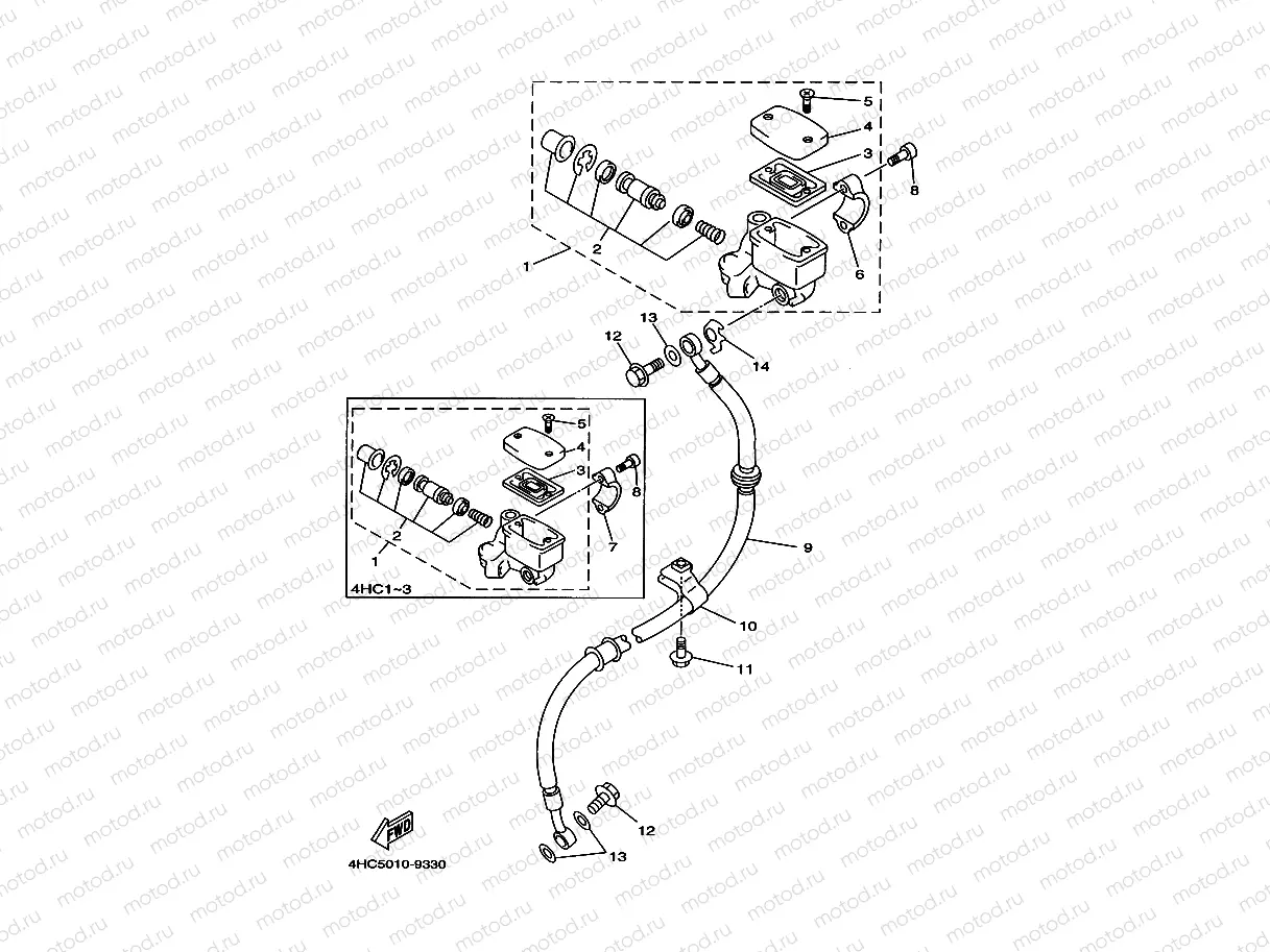 Front master cylinder (4HC1, 2, 3, 4, 5)