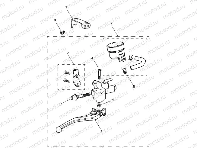 Front Master Cylinder Assy > 914972 - All Expt BR & IN, > 917474 - BR & IN Only