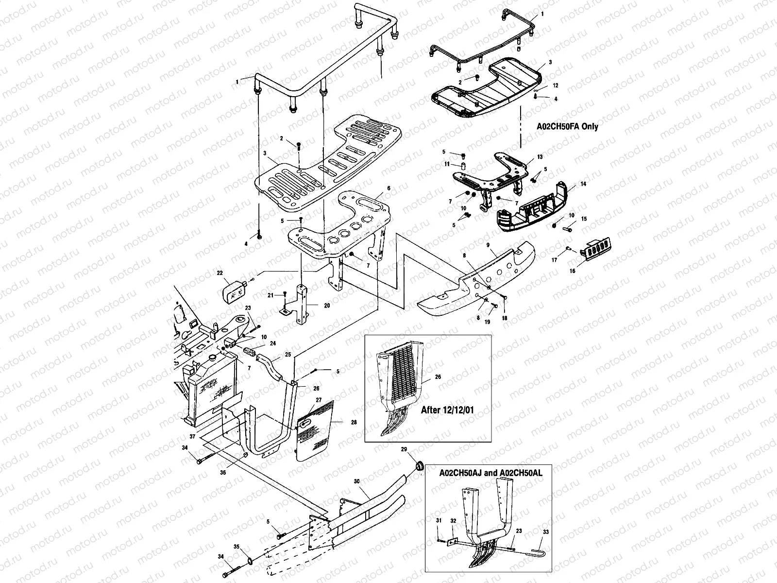 FRONT RACK AND BUMPER MOUNTING - A02CH50 ALL OPTIONS (4967436743A07) | FRONT RACK AND BUMPER MOUNTING - A02CH50 ALL OPTIONS (4967436743A07)