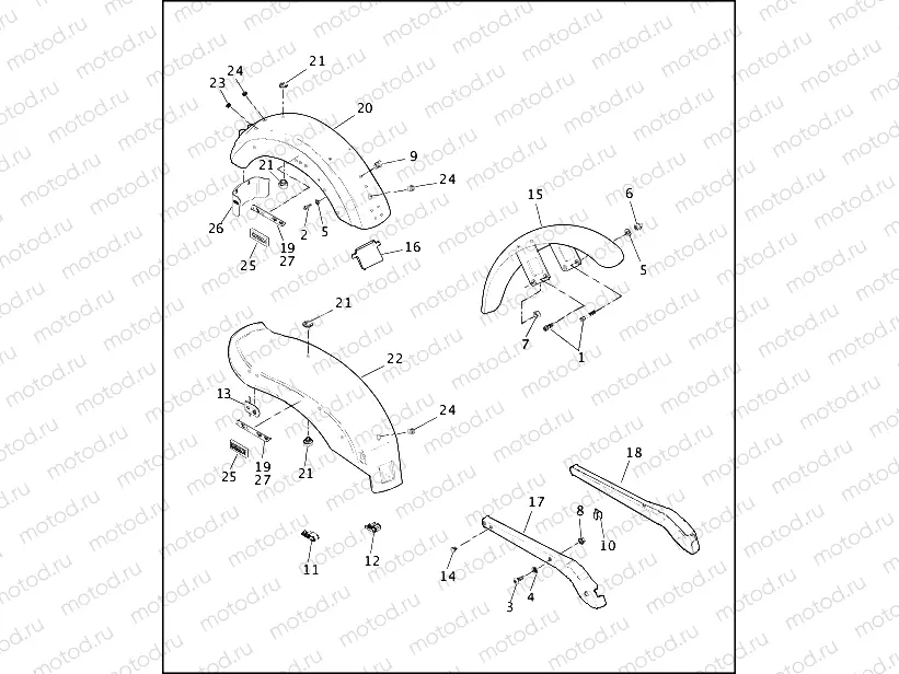 FRONT & REAR FENDER & REAR FENDER COVERS