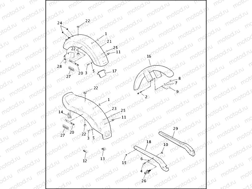 FRONT & REAR FENDER & REAR FENDER COVERS