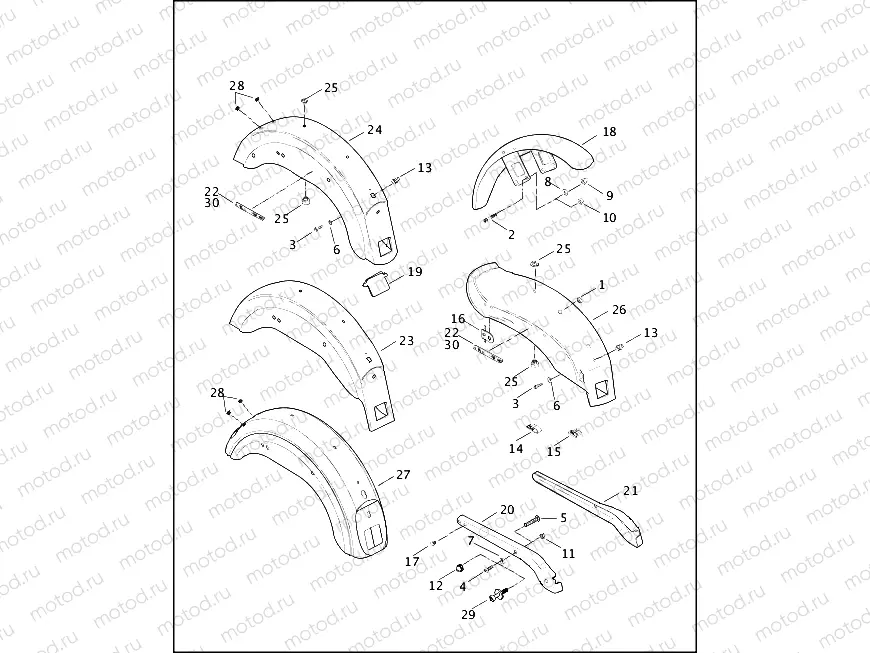 FRONT & REAR FENDER & REAR FENDER COVERS