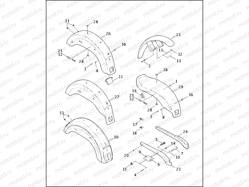 FRONT & REAR FENDER & REAR FENDER COVERS