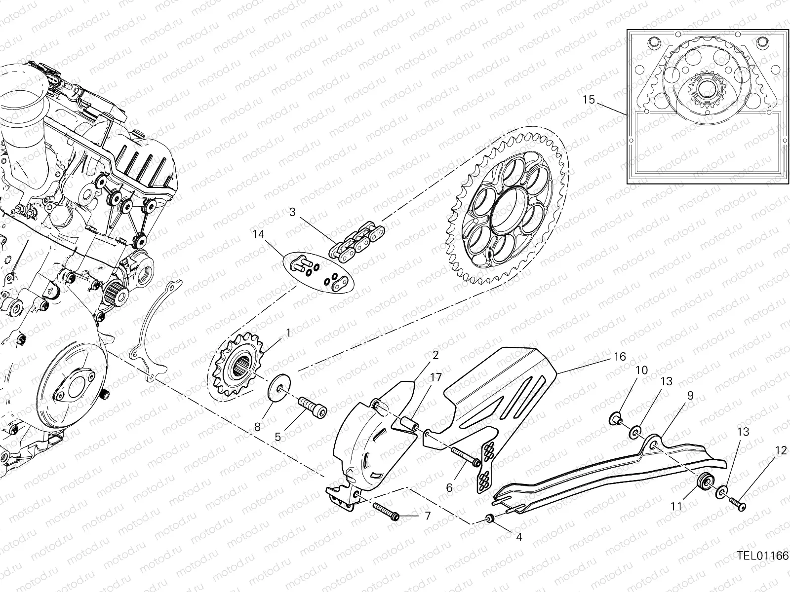 FRONT SPROCKET - CHAIN [MOD:PANV4 SP,PANV4SPM;XST:AUS]