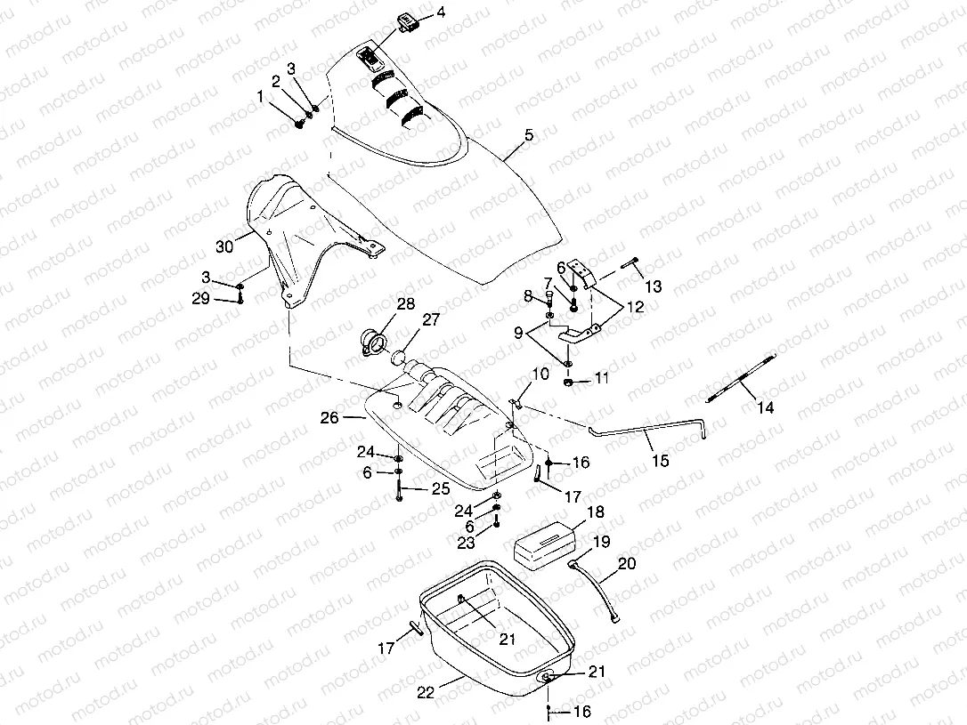 FRONT STORAGE COMPARTMENT SL 700 B974071 | FRONT STORAGE COMPARTMENT SL 700 B974071, Intl. SL 700 I974071 and SL 700 D (4940874087A009)