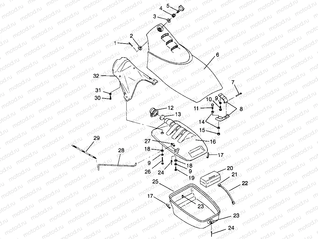 FRONT STORAGE COMPARTMENT SLX 780 B964287 and  Intl. SLX 780 I964287 (4937443744A008) | FRONT STORAGE COMPARTMENT SLX 780 B964287 and  Intl. SLX 780 I964287 (4937443744A008)