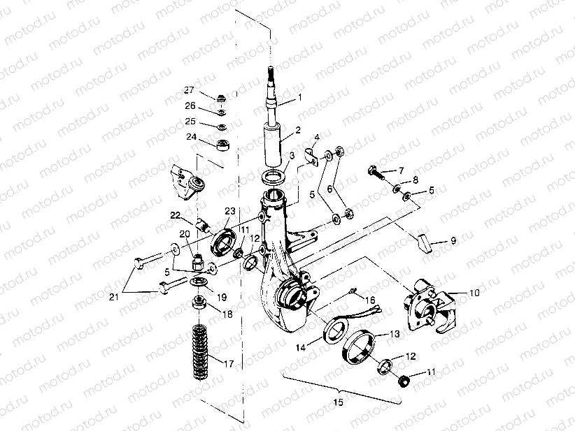 FRONT STRUT ASSEMBLY 6x6 400L - U.S. W958740 | FRONT STRUT ASSEMBLY 6x6 400L - U.S. W958740, SWEDISH S958740 and NORWEGIAN (4930273027B008)