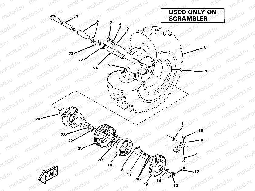 Front Wheel and  Brake Assembly. (4911701170030A) | Front Wheel and  Brake Assembly. (4911701170030A)