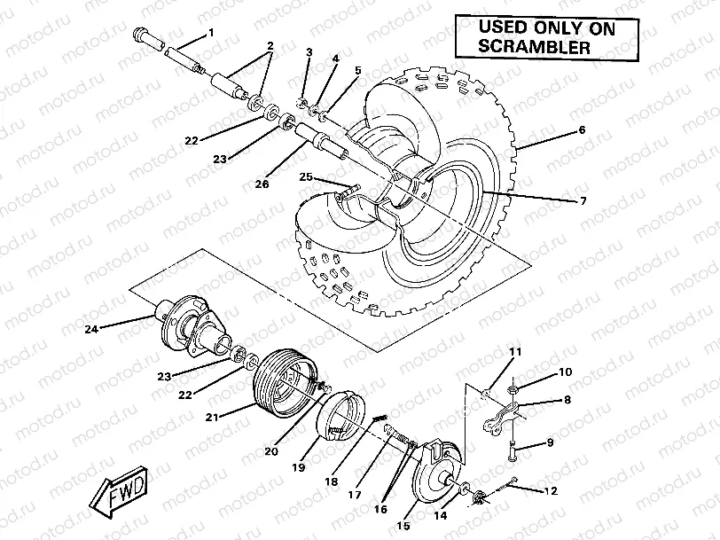 Front Wheel and Brake Assembly. (4911991199030A) | Front Wheel and Brake Assembly. (4911991199030A)