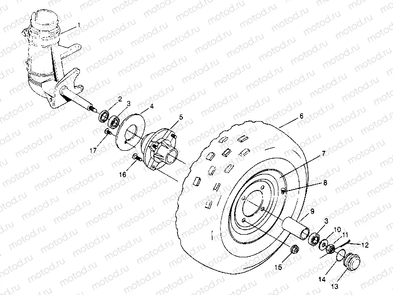 FRONT WHEEL ASSEMBLY 2x4 400L W947540 (4926752675B002) | FRONT WHEEL ASSEMBLY 2x4 400L W947540 (4926752675B002)