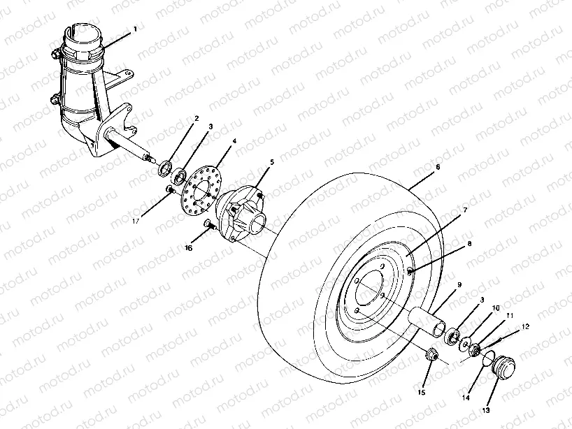 FRONT WHEEL ASSEMBLY 350 2X4 / W927539 (4922882288017A) | FRONT WHEEL ASSEMBLY 350 2X4 / W927539 (4922882288017A)