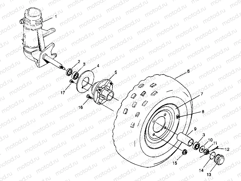 FRONT WHEEL ASSEMBLY Sport 400L W958540 (4930133013B003) | FRONT WHEEL ASSEMBLY Sport 400L W958540 (4930133013B003)