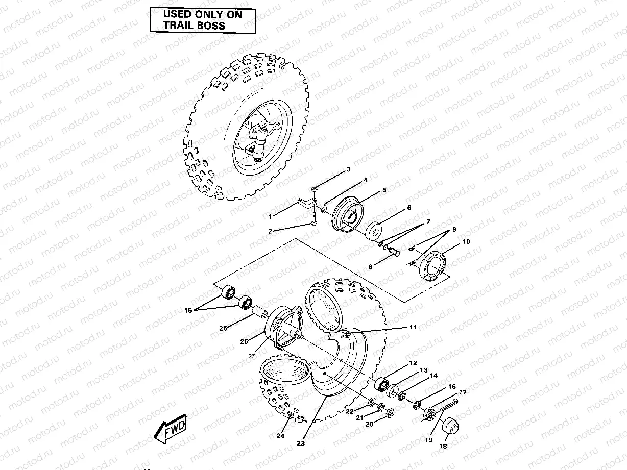 Front Wheel Assembly-Trail Boss (4911991199026A) | Front Wheel Assembly-Trail Boss (4911991199026A)