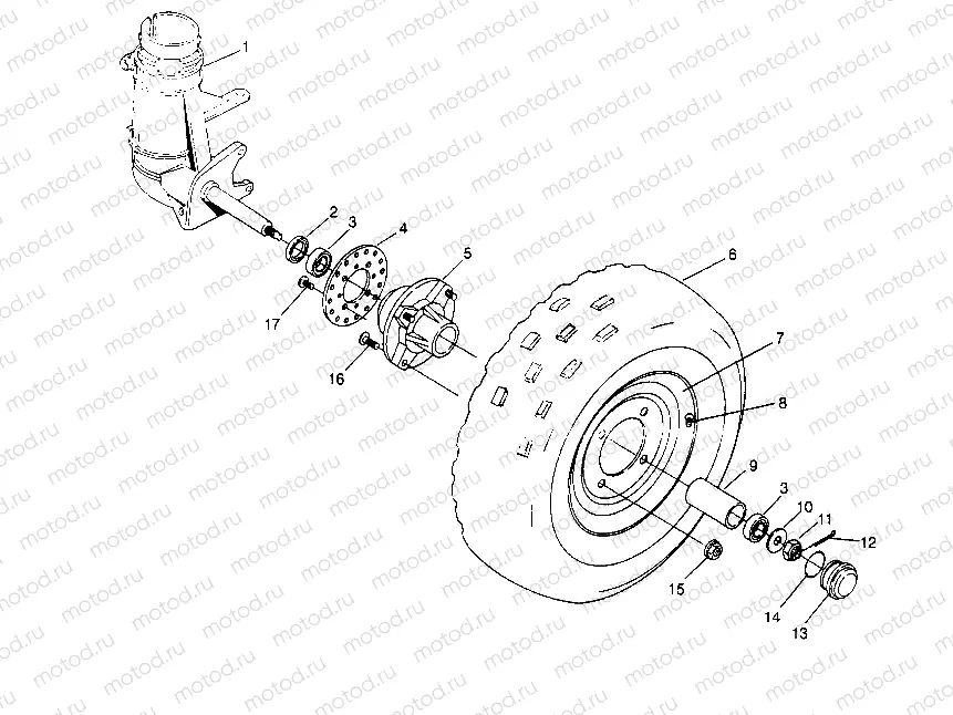 FRONT WHEEL ASSEMBLY  Trail Boss W958527 (4930323032B002) | FRONT WHEEL ASSEMBLY  Trail Boss W958527 (4930323032B002)