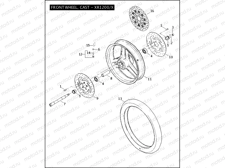 FRONT WHEEL, CAST - XR1200/X
