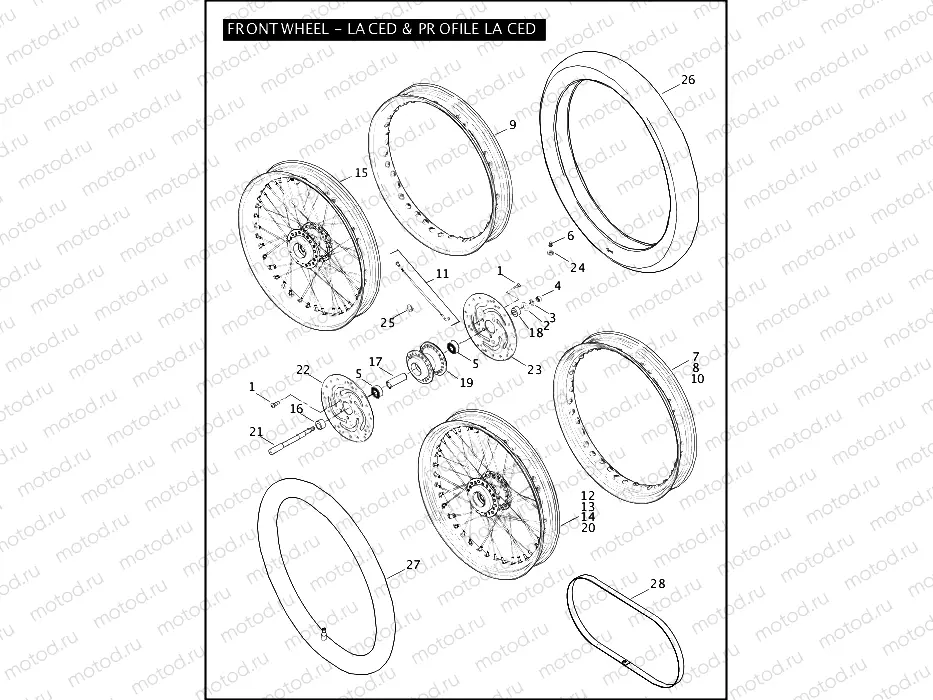 FRONT WHEEL - LACED & PROFILE LACED