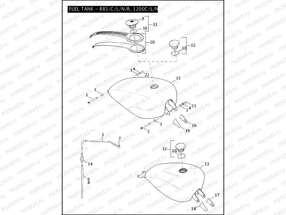 FUEL TANK - 883/C/L/N/R, 1200C/L/N/R