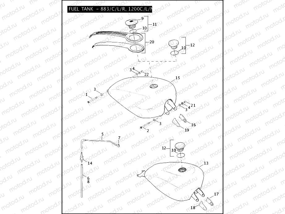 FUEL TANK - 883/C/L/R, 1200C/L/N/R