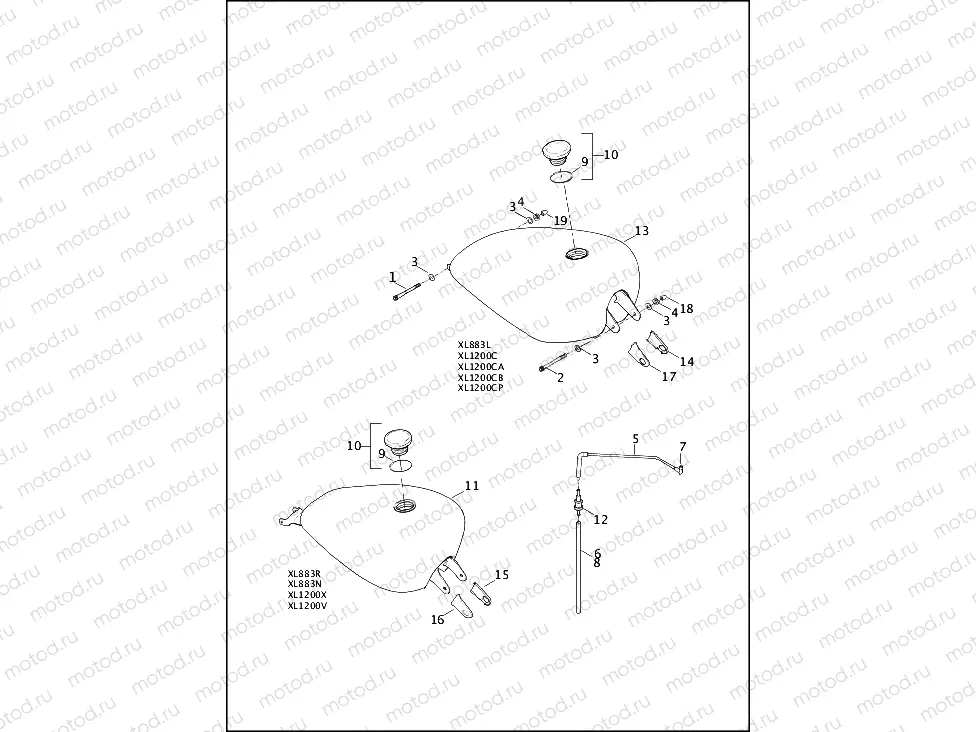 FUEL TANK - 883L/N/R, 1200C/CA/CB/CP/V/X