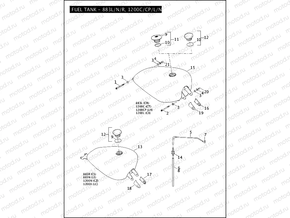 FUEL TANK - 883L/N/R, 1200C/CP/L/N/X