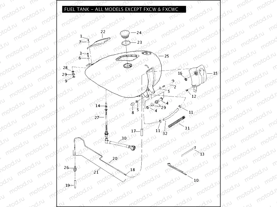 FUEL TANK - ALL MODELS EXCEPT FXCW & FXCWC