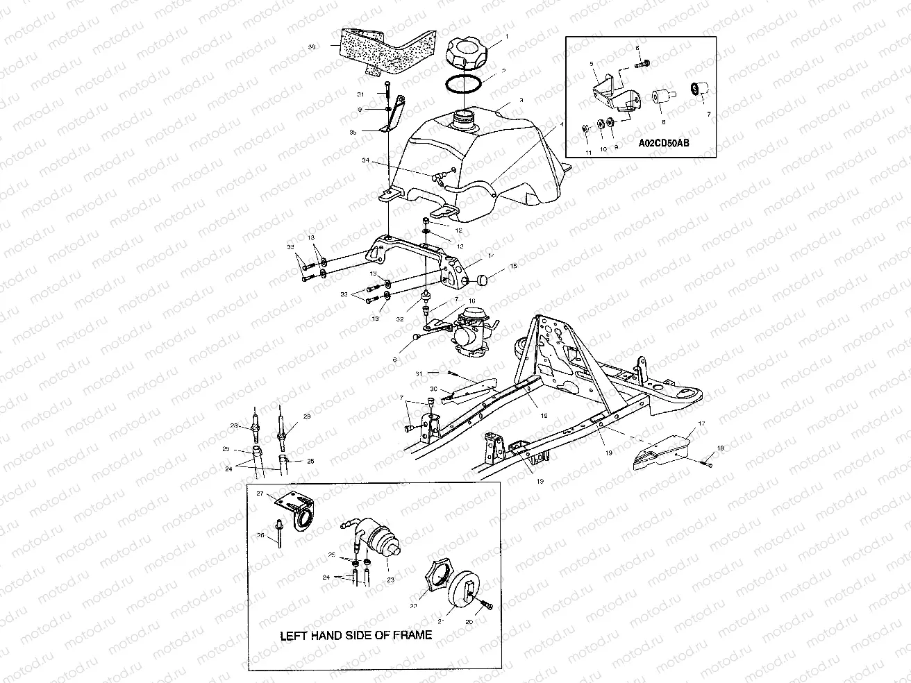FUEL TANK AND CARBURETOR MOUNTING - A02CD50AA/AB/FB (4970197019B01) | FUEL TANK AND CARBURETOR MOUNTING - A02CD50AA/AB/FB (4970197019B01)