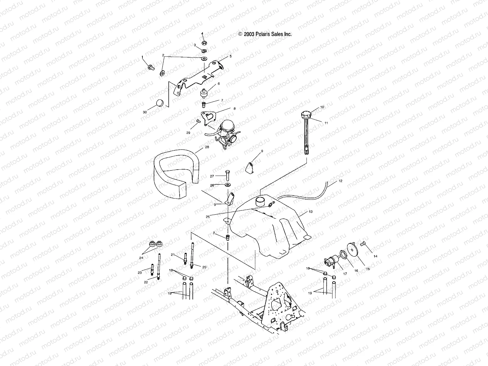 FUEL TANK and CARBURETOR MOUNTING - A04JD50AA/AB/CA (4985938593B03) | FUEL TANK and CARBURETOR MOUNTING - A04JD50AA/AB/CA (4985938593B03)