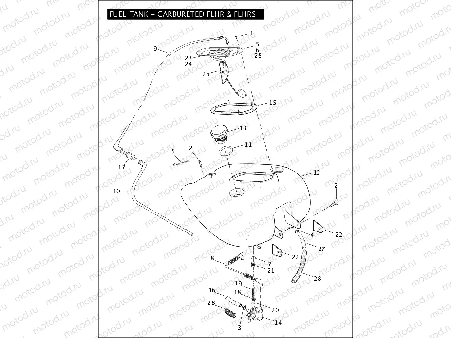 FUEL TANK - CARBURETED FLHR & FLHRS