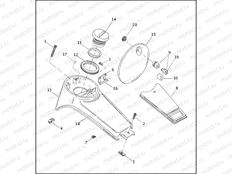 FUEL TANK CONSOLE - FLHT & FLTR MODELS