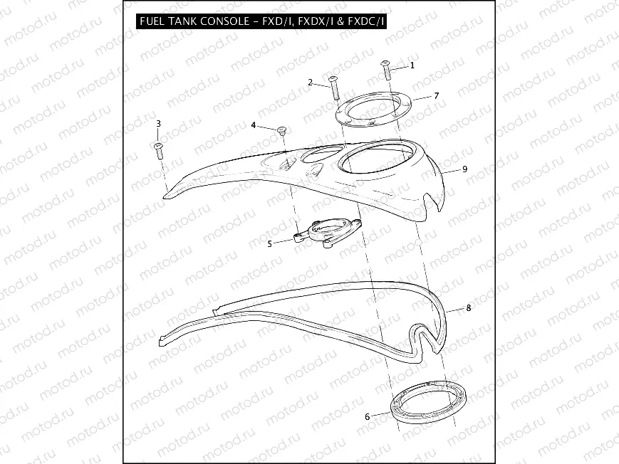 FUEL TANK CONSOLE - FXD/I, FXDX/I & FXDC/I