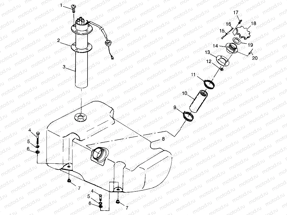 FUEL TANK SL 700 B974071 | FUEL TANK SL 700 B974071, Intl. SL 700 I974071, SL 700 Deluxe B974072 and I (4940874087A010)