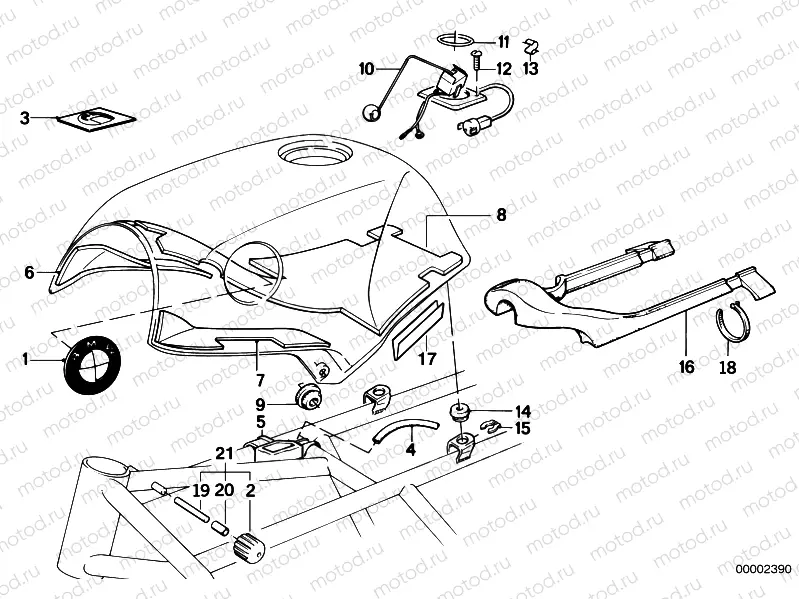 Fuel tank/attaching parts