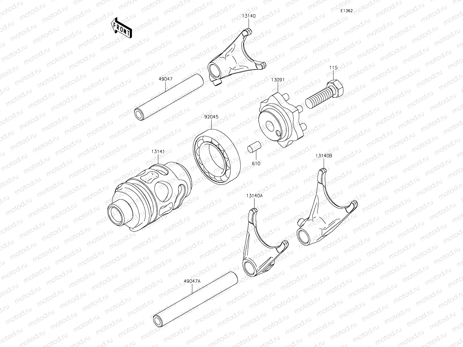 Gear Change Drum & Shift Forks