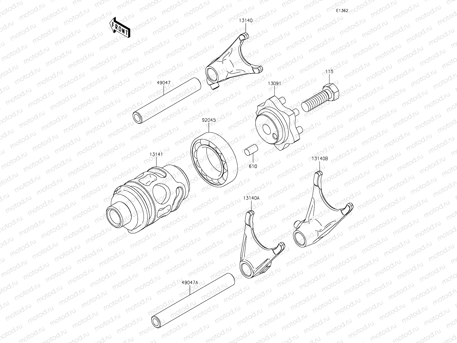 Gear Change Drum & Shift Forks