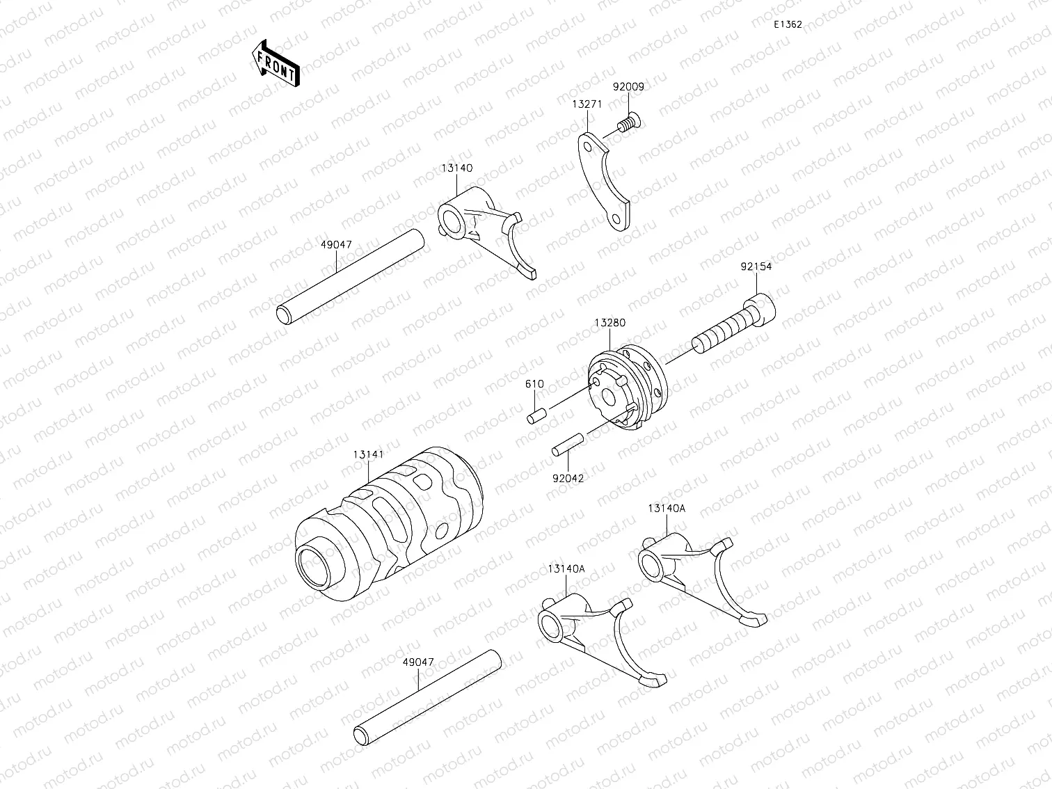 Gear Change Drum & Shift Forks