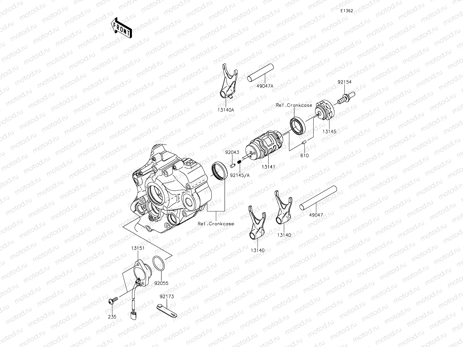 Gear Change Drum & Shift Forks