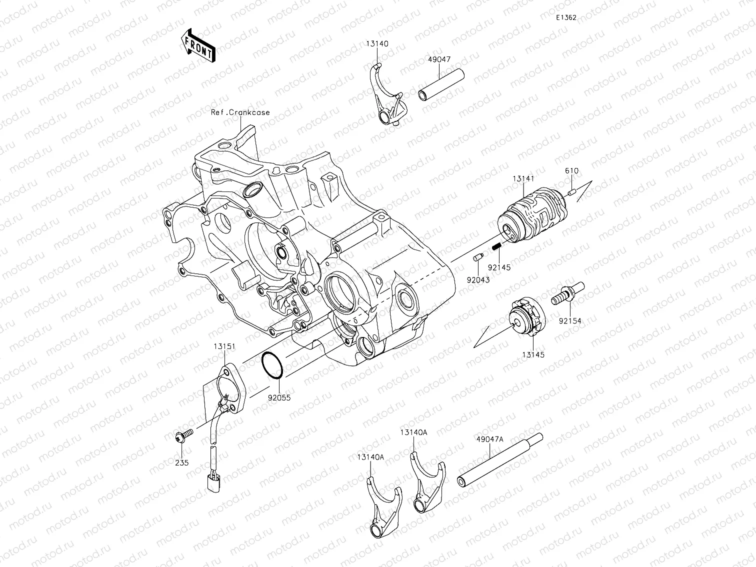 Gear Change Drum & Shift Forks