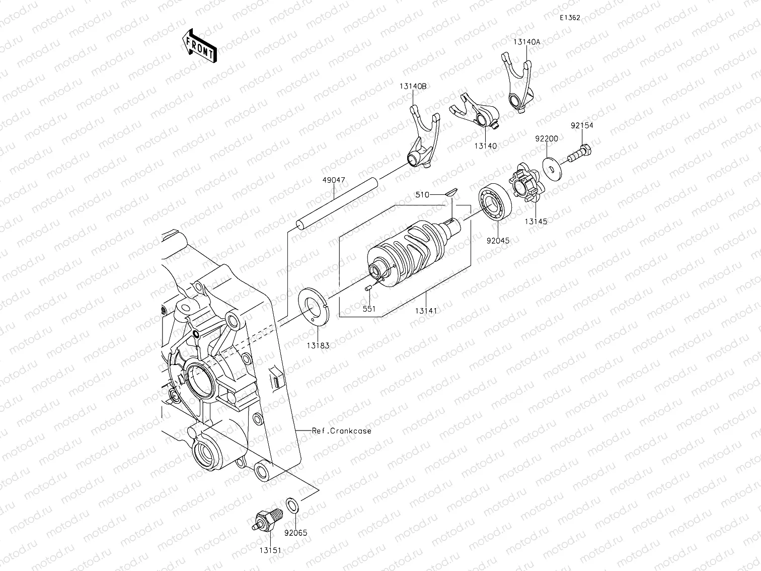 Gear Change Drum & Shift Forks